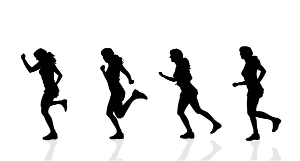 Silhouette of a running women. — Stock Vector