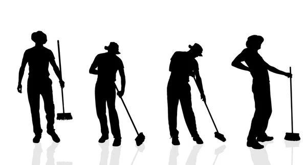 Silhouettes of a gardener. — Stock Vector