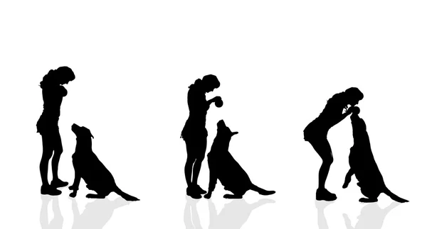 Women with a dog — Stock Vector
