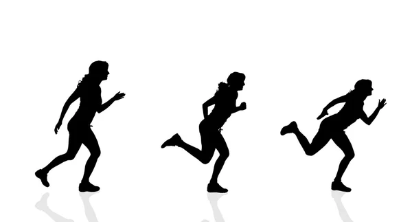 Silhouette di una donna che corre . — Vettoriale Stock