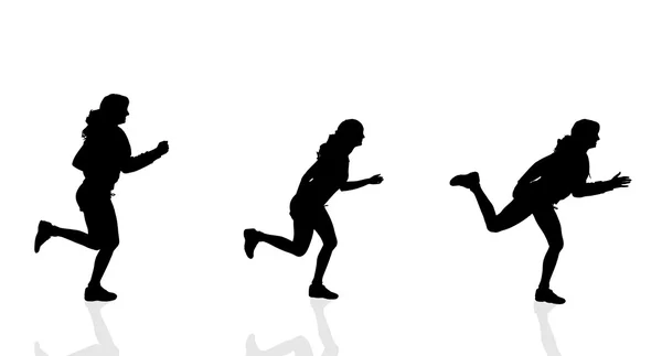 Silhouette of a women running. — Stock Vector