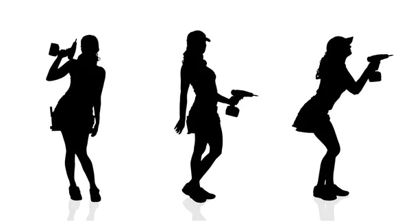 Femmes avec une perceuse — Image vectorielle