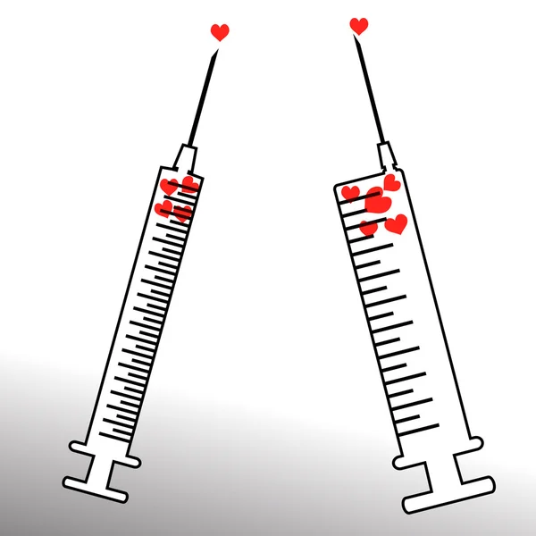 Image of a hypodermic syringes. — Stock Vector
