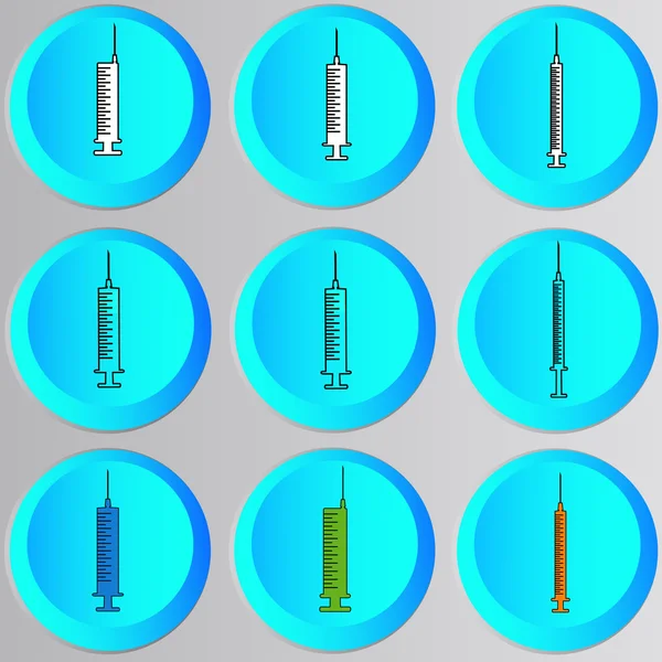 Icônes de seringue hypodermique — Image vectorielle