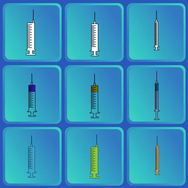 Hypodermic syringe icons — Stock Vector