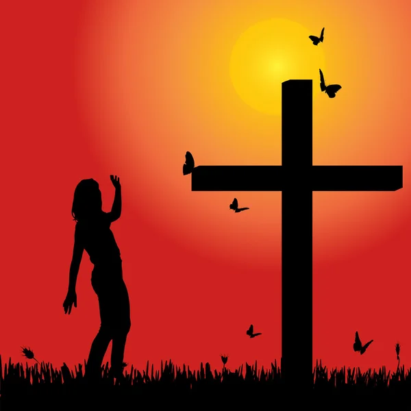 Meisje op het Kruis — Stockvector