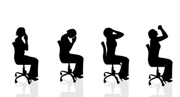 Mujeres que están sentadas en una silla — Vector de stock