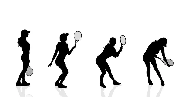 Vrouwen die speelt tennis — Stockvector