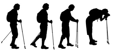 Nordic walking ile yürüyen adam.