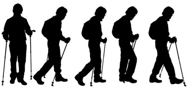 Nordic walking ile yürüyen adam.