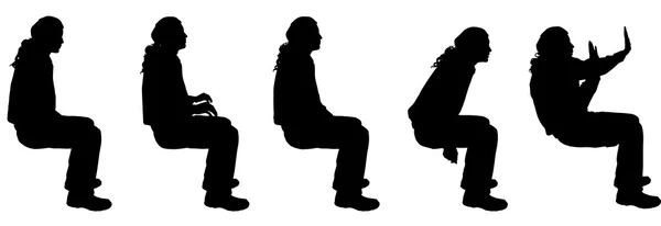 Silhouette of sitting  men — Stock Vector