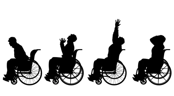 Hombres en silla de ruedas . — Vector de stock
