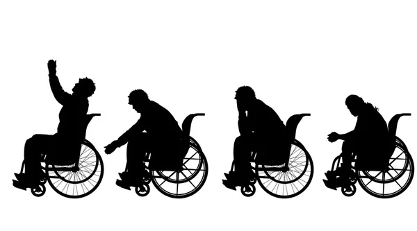 Homens em cadeira de rodas . — Vetor de Stock