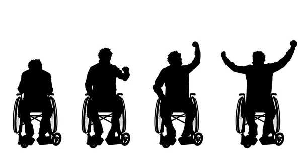 Мужчины в инвалидной коляске . — стоковый вектор