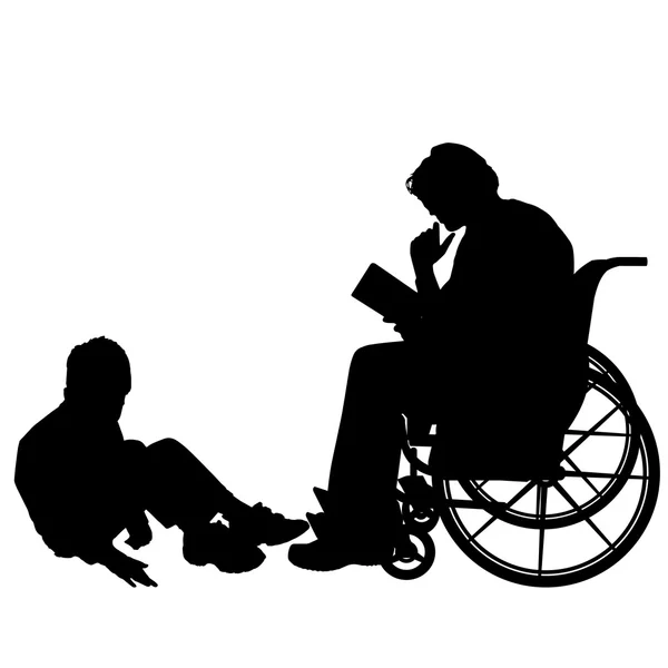 息子と車椅子の人. — ストックベクタ