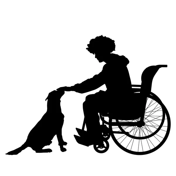 Mann im Rollstuhl mit Hund. — Stockvektor