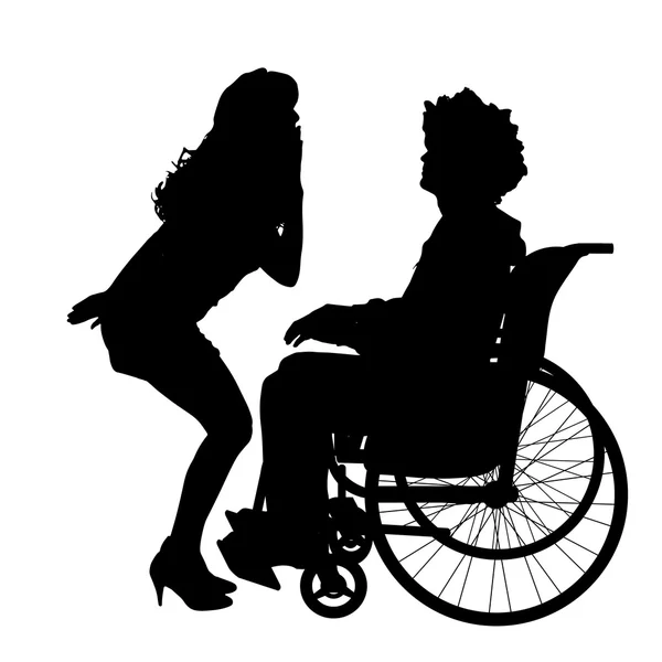 Homme en fauteuil roulant avec fille . — Image vectorielle