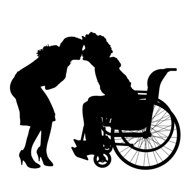 Homme en fauteuil roulant avec fille . — Image vectorielle