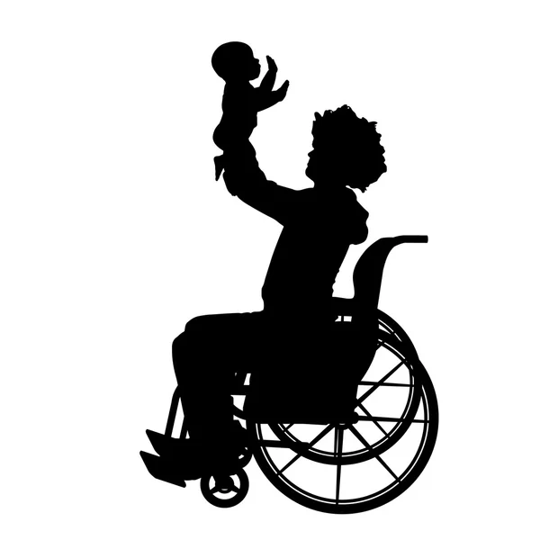 Homme en fauteuil roulant avec bébé . — Image vectorielle
