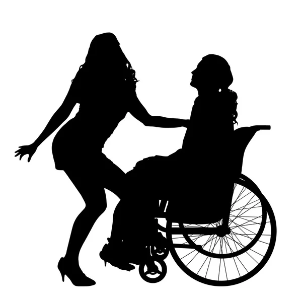 Homme en fauteuil roulant avec fille . — Image vectorielle