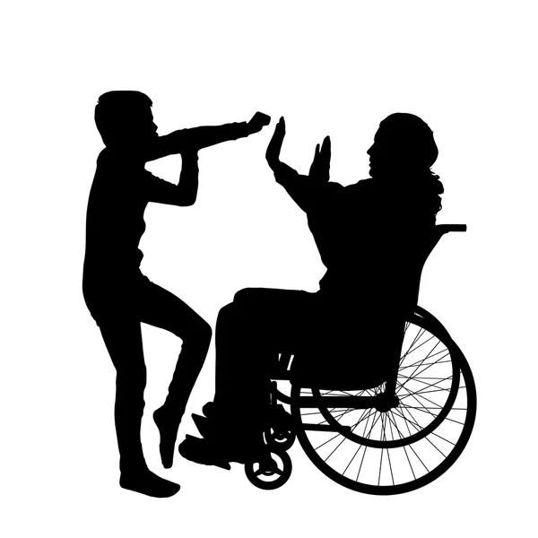 Man i rullstol med son. — Stock vektor