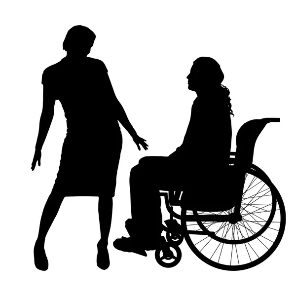 Человек в инвалидном кресле с девушкой . — стоковый вектор