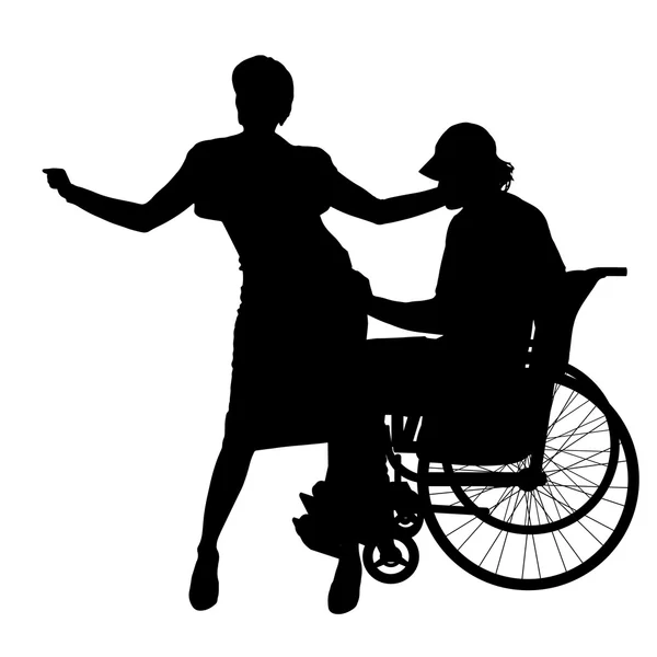 女の子と車椅子の人. — ストックベクタ