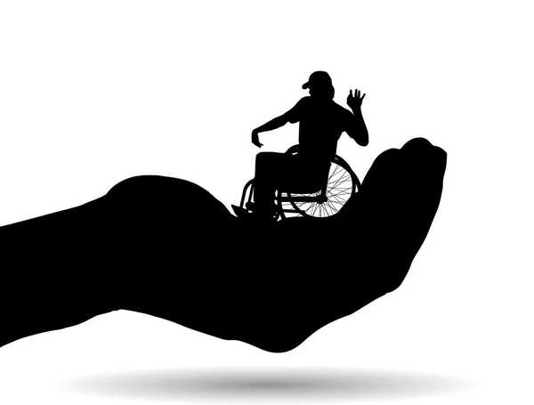 Silhouette d'un homme sur la paume — Image vectorielle