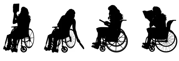 Women who  in  wheelchair. — Stock Vector