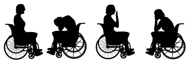 Women who  in  wheelchair. — Stock Vector