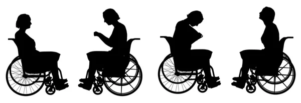 妇女在轮椅上的人. — 图库矢量图片