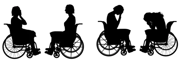 Women who  in  wheelchair. — Stock Vector