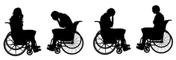 Women who  in  wheelchair. — Stock Vector