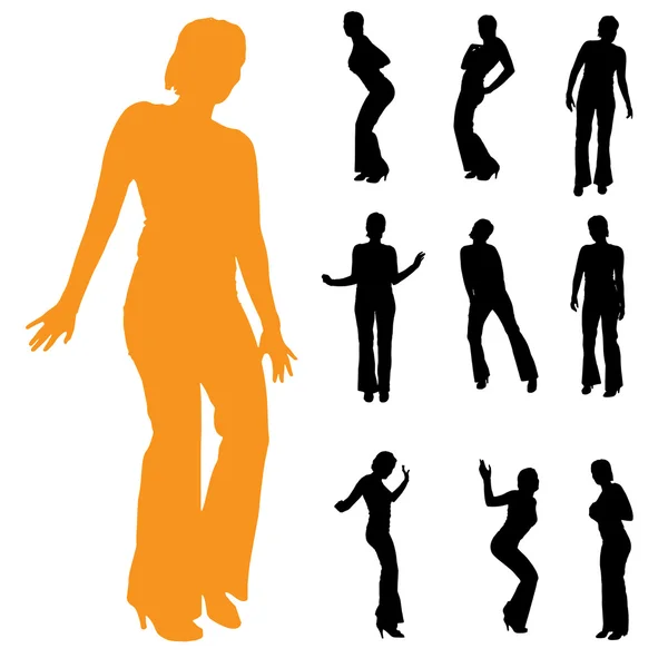 Silhouettes d'une femme — Image vectorielle