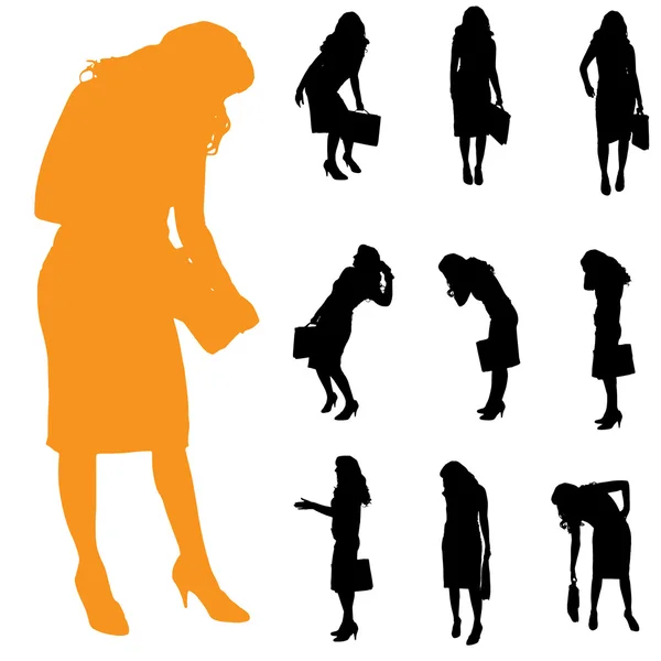 Silhouet van vrouwelijke ondernemers — Stockvector