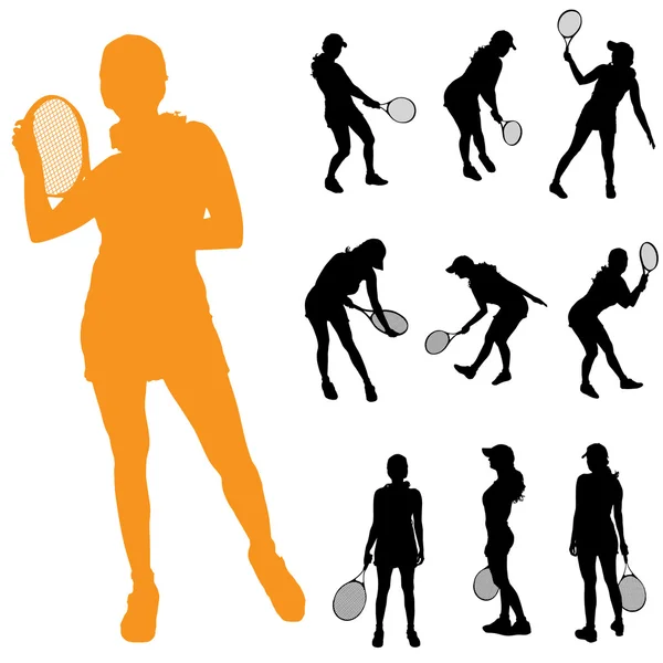 Vrouwen die tennis spelen. — Stockvector