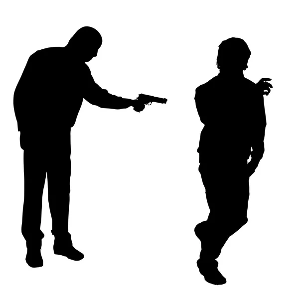 Homme avec un pistolet — Image vectorielle