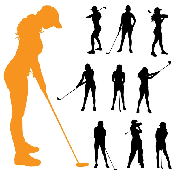 Mulheres que jogam golfe . —  Vetores de Stock