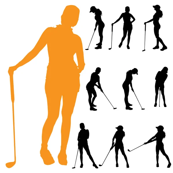 Women who play golf. — Stock Vector