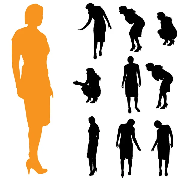 Silhouettes d'une femme — Image vectorielle