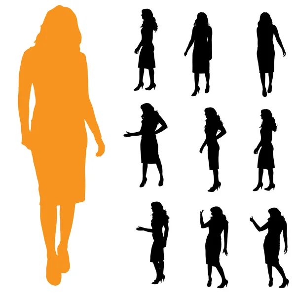 Silhouettes d'une femme — Image vectorielle