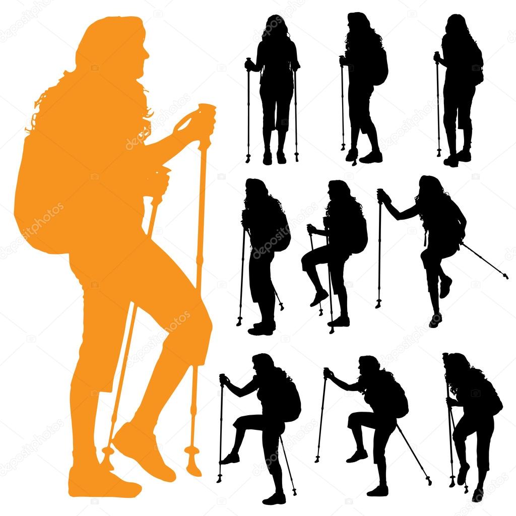 Women with Nordic walking.