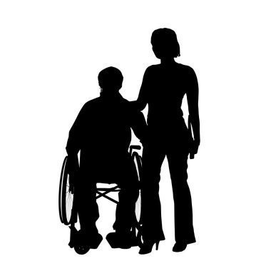 Adam tekerlekli sandalyeye mahkum kızla.