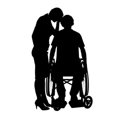 Adam tekerlekli sandalyeye mahkum kızla.