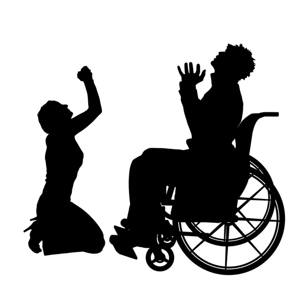 Tekerlekli sandalyede olan adam — Stok Vektör