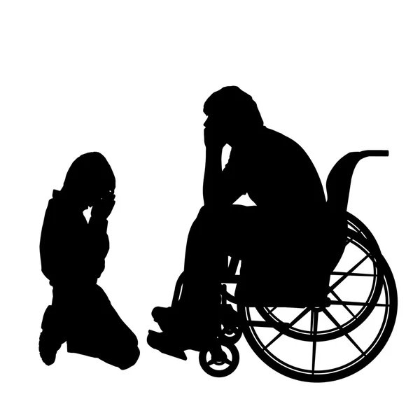 Чоловік у інвалідному візку з сином . — стоковий вектор