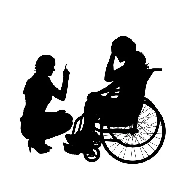 Homme en fauteuil roulant avec fille . — Image vectorielle