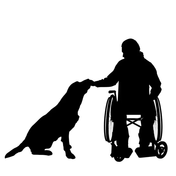 Mann im Rollstuhl mit Hund. — Stockvektor