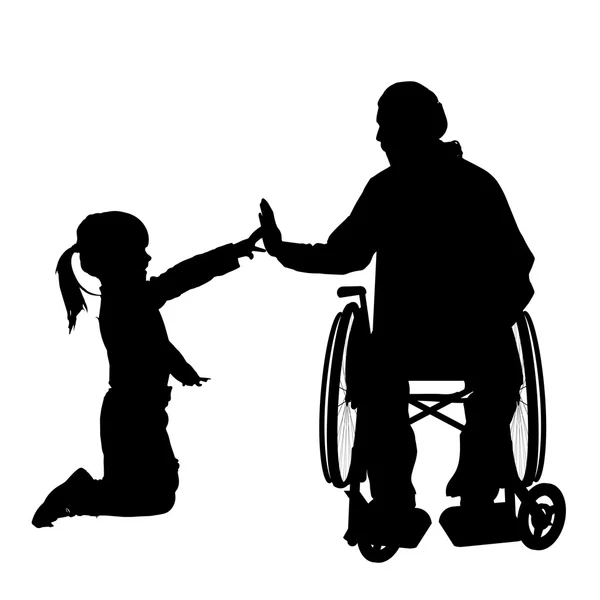 Hombre en silla de ruedas con hija . — Archivo Imágenes Vectoriales