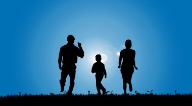 Aile bir çayırda.